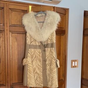 Fox, mink, leather fur vest. Vintage piece